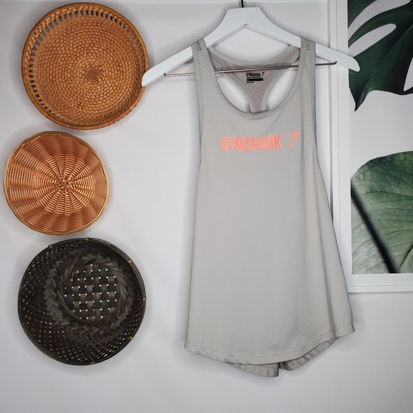 Gymshark Gray Big Logo Spellout Racerback Tank